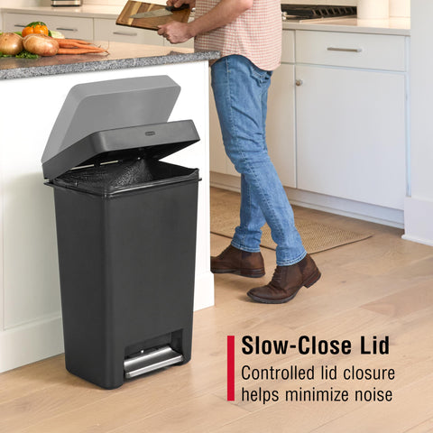 Rubbermaid LinerLock holding a trash bag secure to prevent slipping during heavy loads