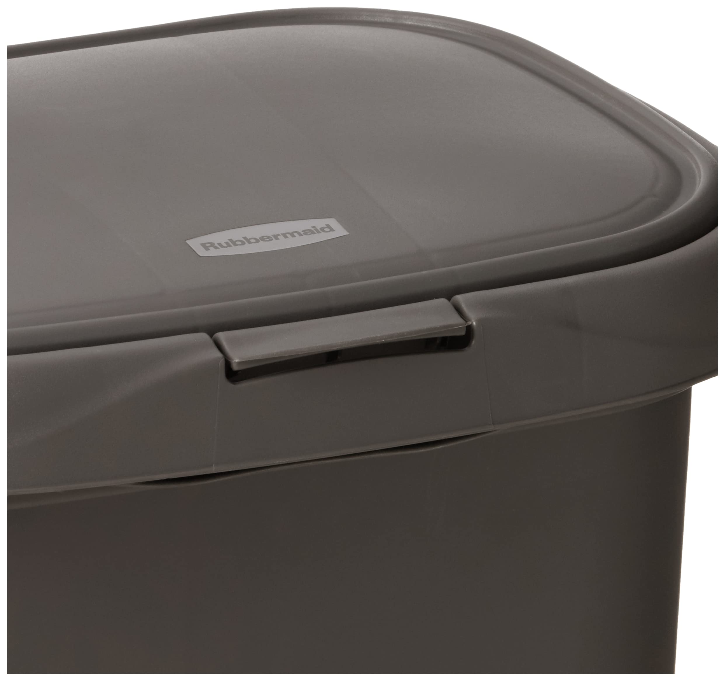 Rubbermaid linerlock detail close-up showing secure bag hold and mess prevention