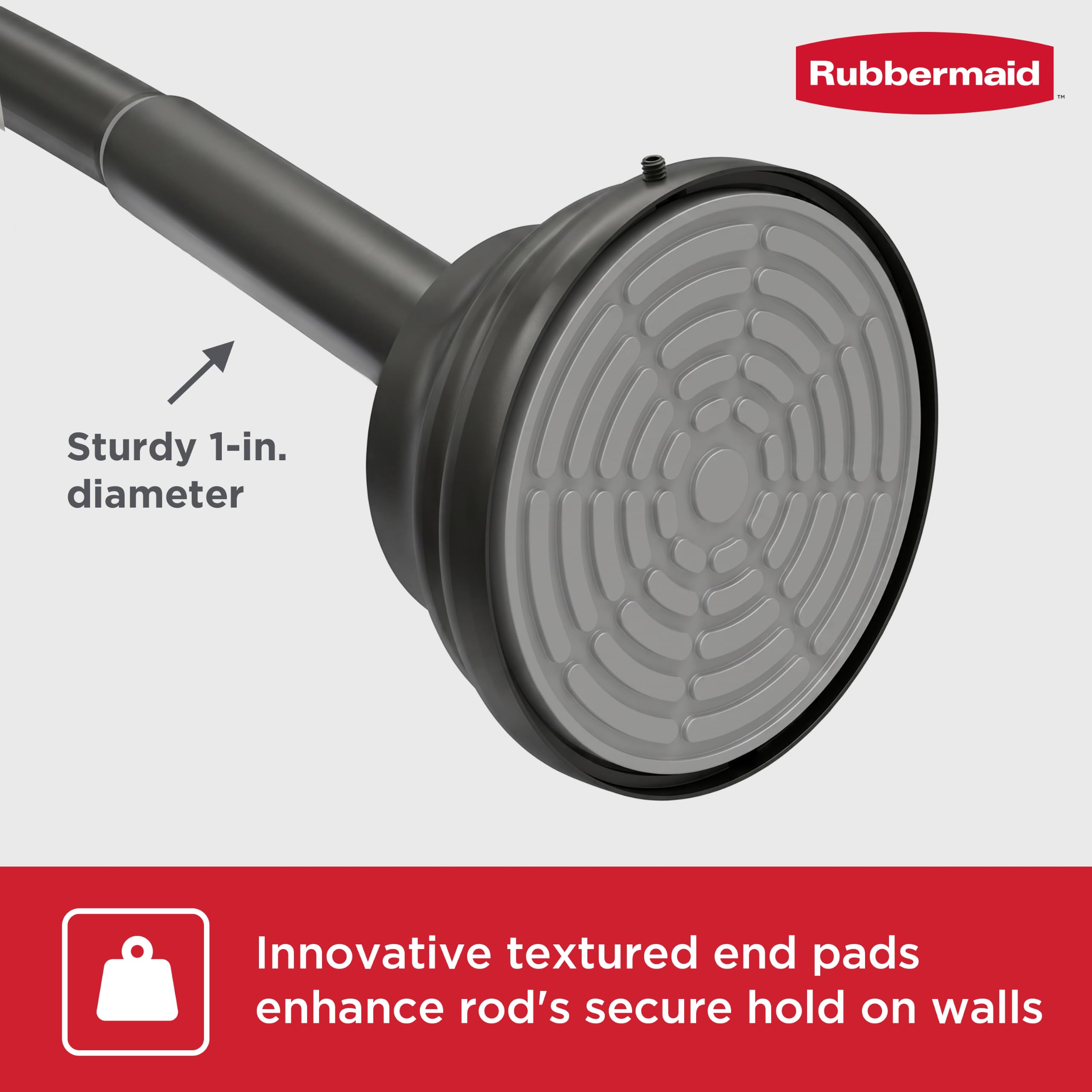 Rubbermaid matte black finish detail showing rustproof appearance benefit