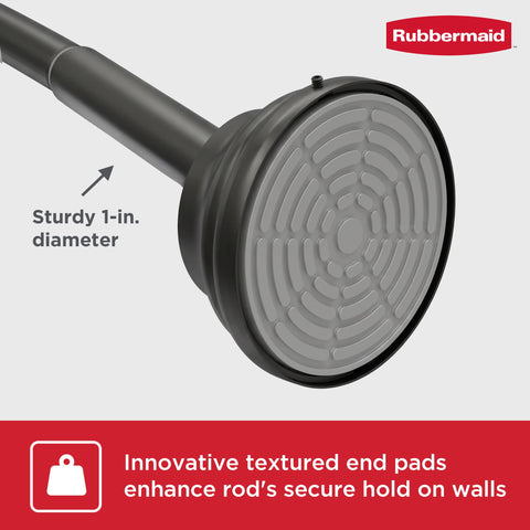 Rubbermaid matte black finish detail showing rustproof appearance benefit