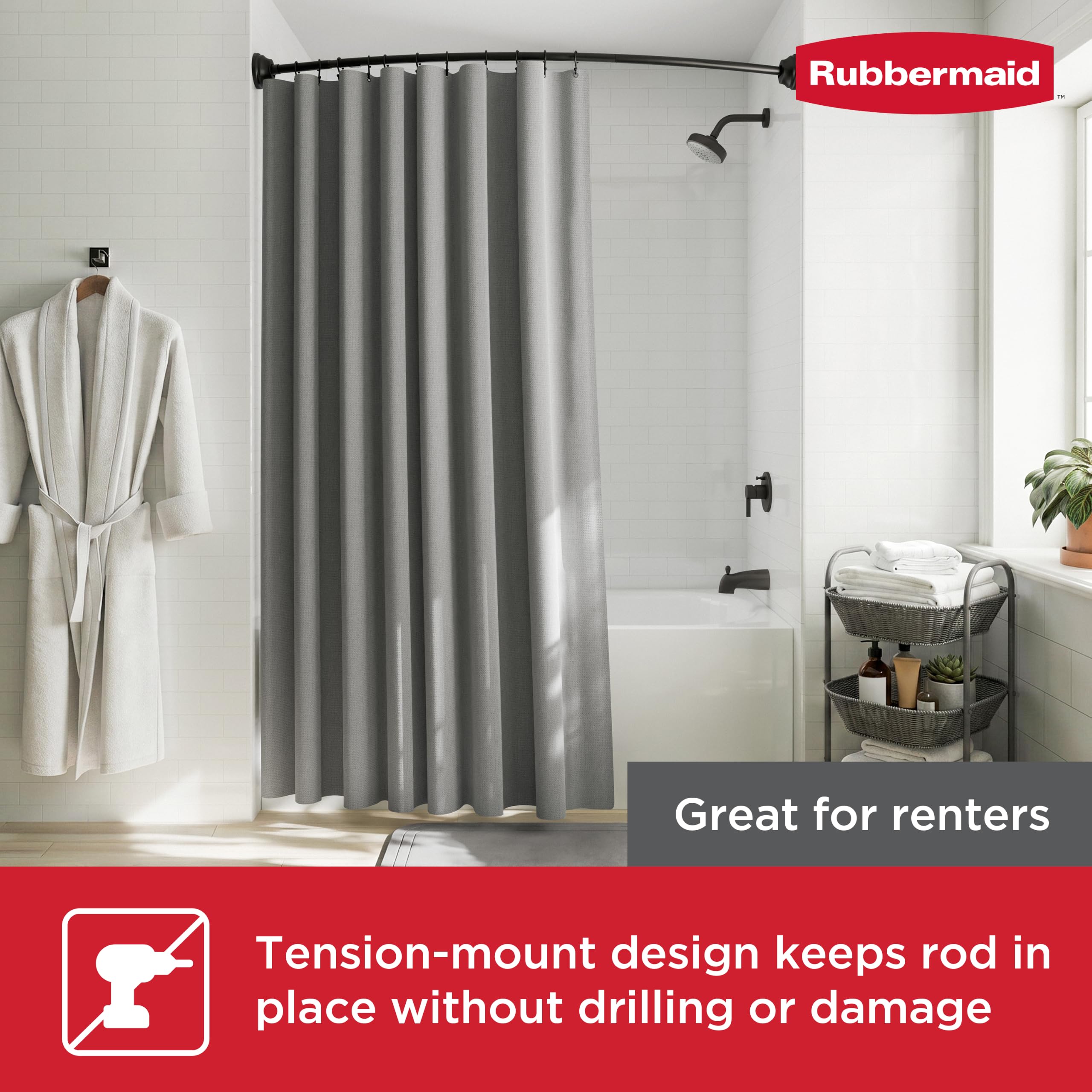 Rubbermaid rod installed in modern bathroom showing stylish update benefit