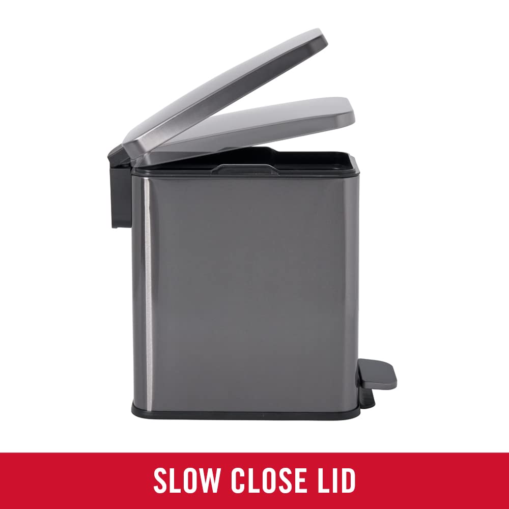 Rubbermaid removable liner shown for easy emptying and cleaning