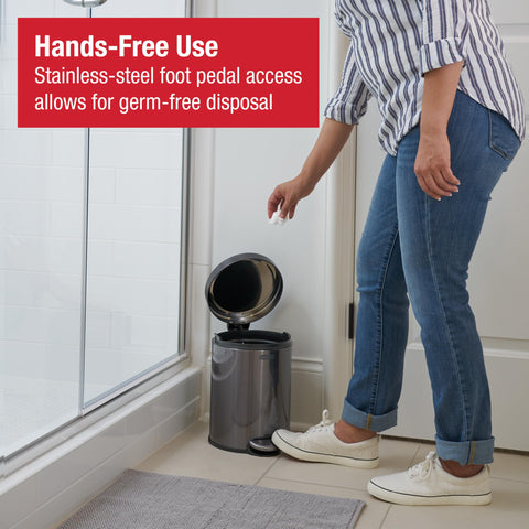 Rubbermaid removable liner lifted out to show easy emptying and cleaning