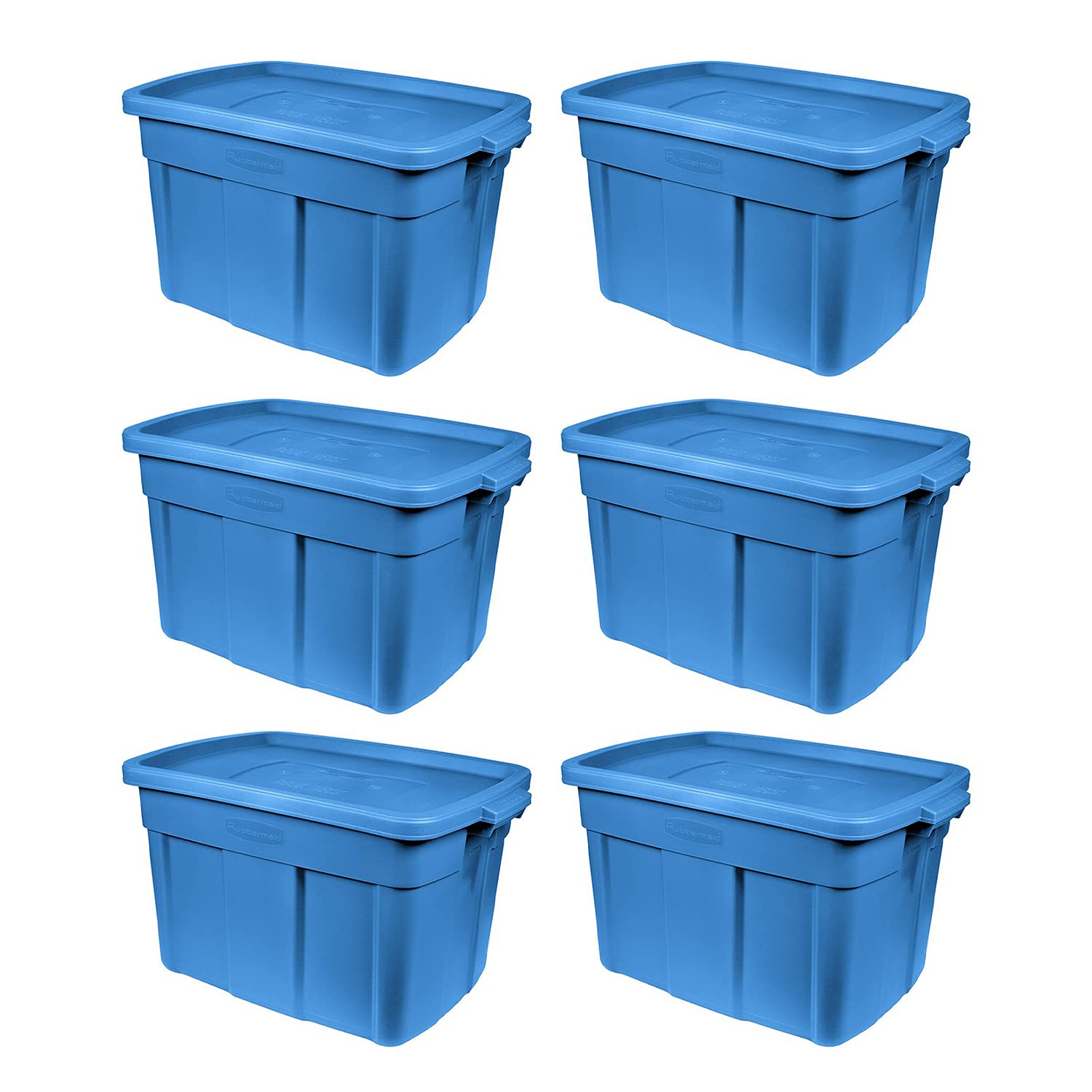 Rubbermaid Roughneck front view of 6‑pack heritage blue showing rugged storage