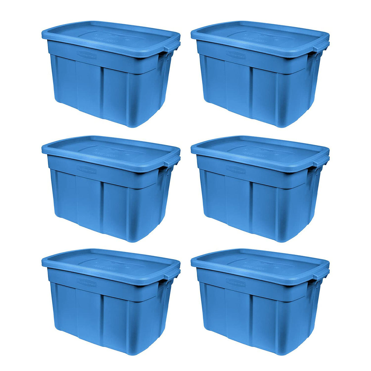 Rubbermaid Roughneck front view of 6‑pack heritage blue showing rugged storage