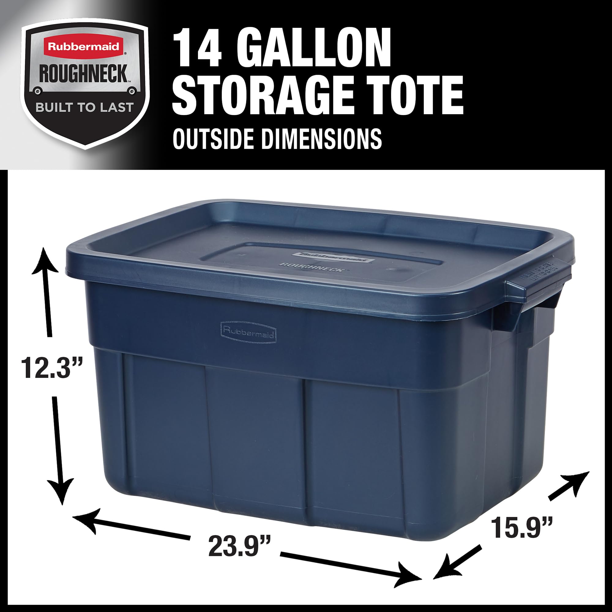 Rubbermaid Roughneck handle detail illustrating sturdy grip for easier lifting