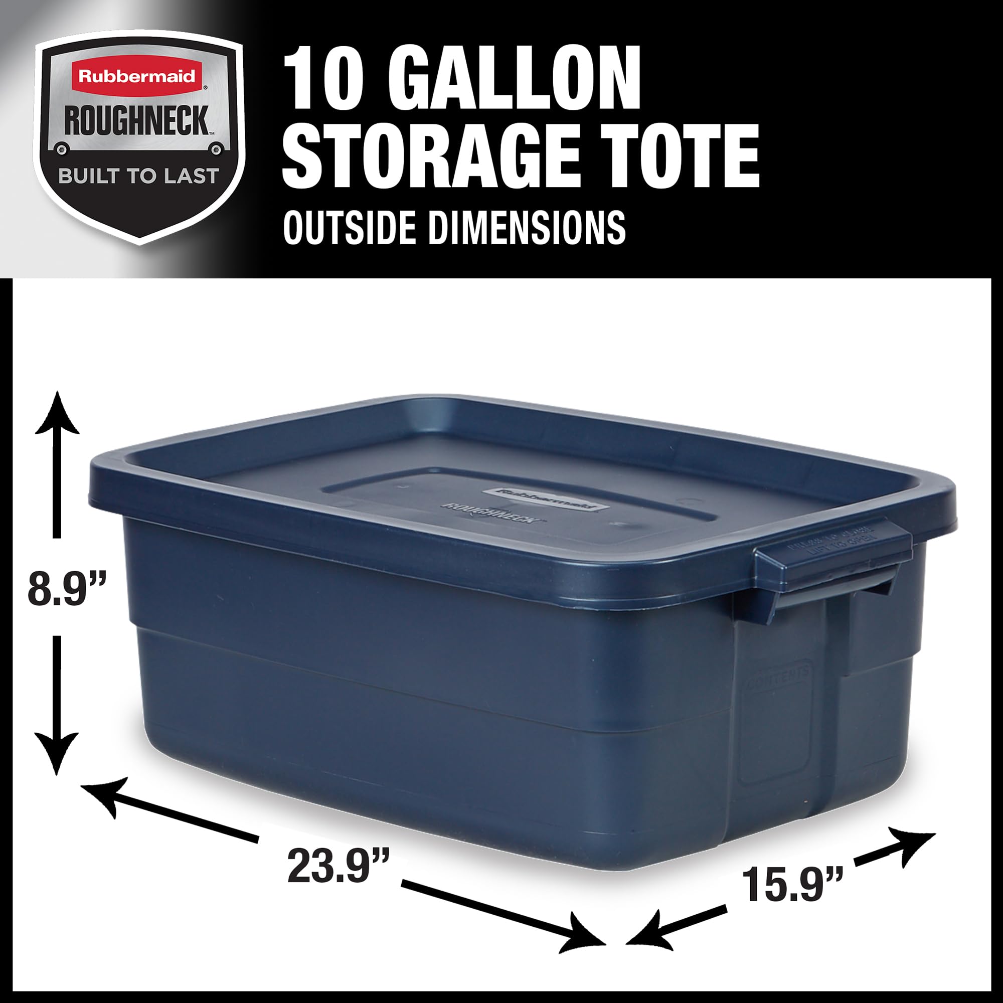 Rubbermaid Roughneck close-up of snap-tight lid demonstrating secure seal benefit