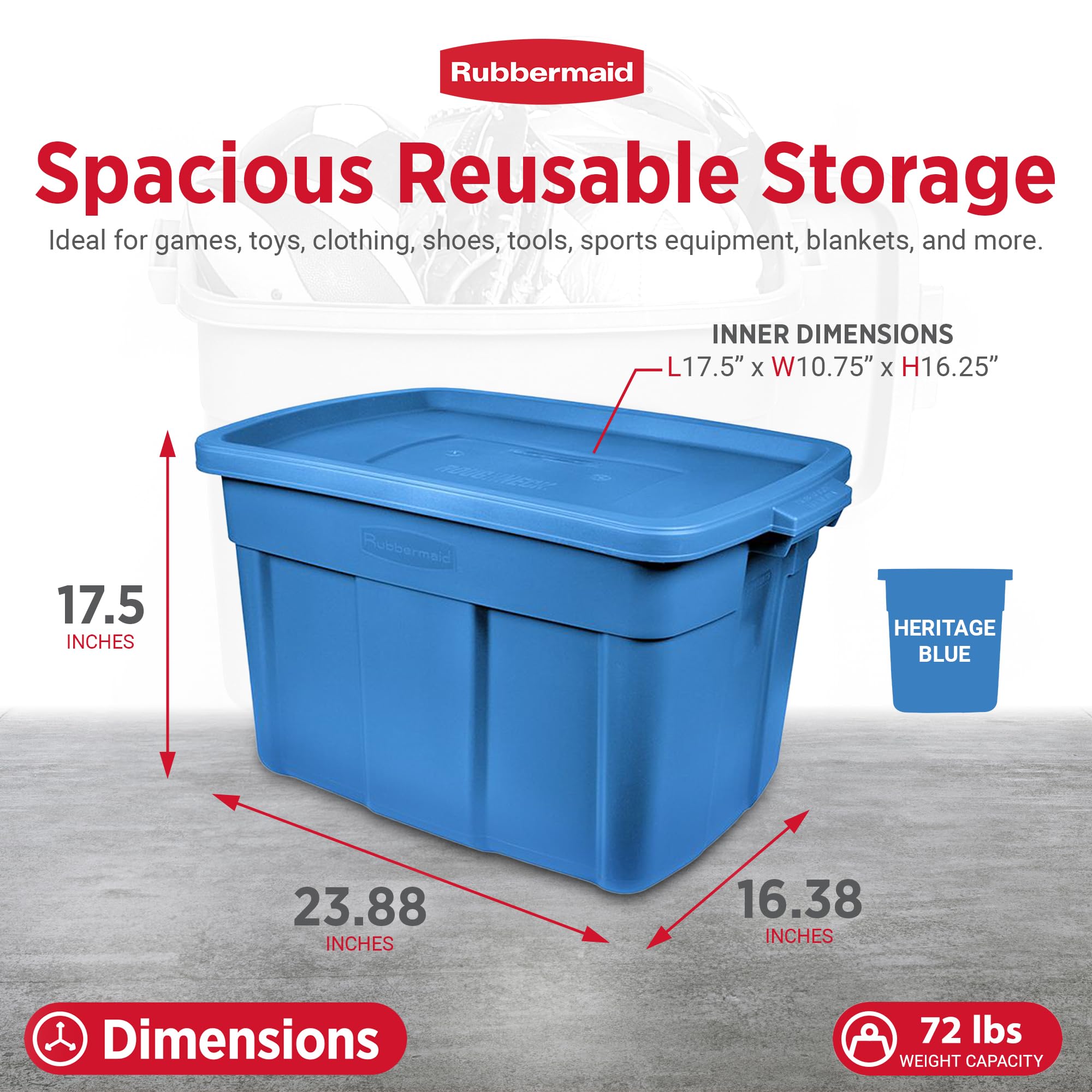 Rubbermaid Roughneck side handle detail for easier lifting and transport