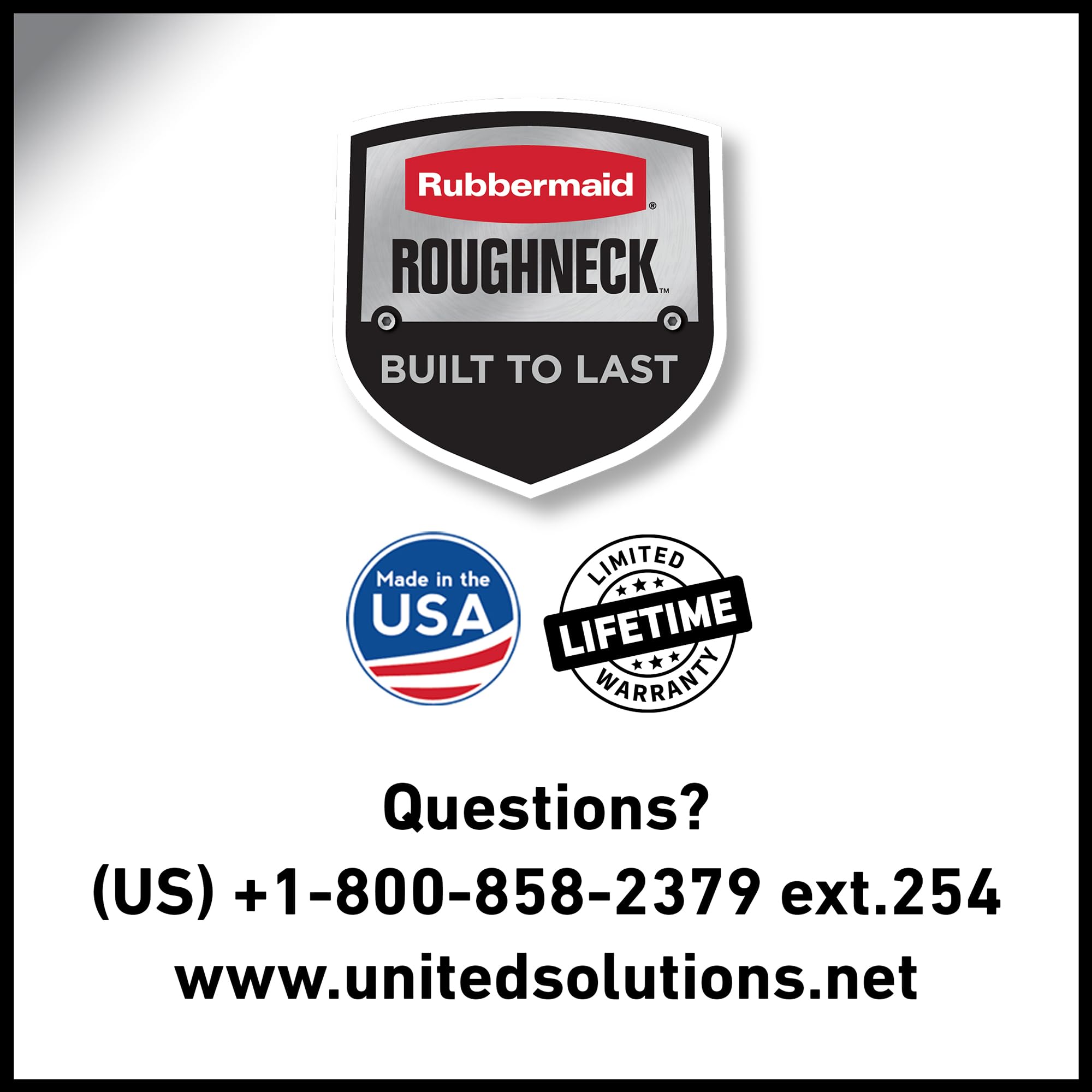 Rubbermaid Roughneck temperature label showing resistance to extreme temperatures