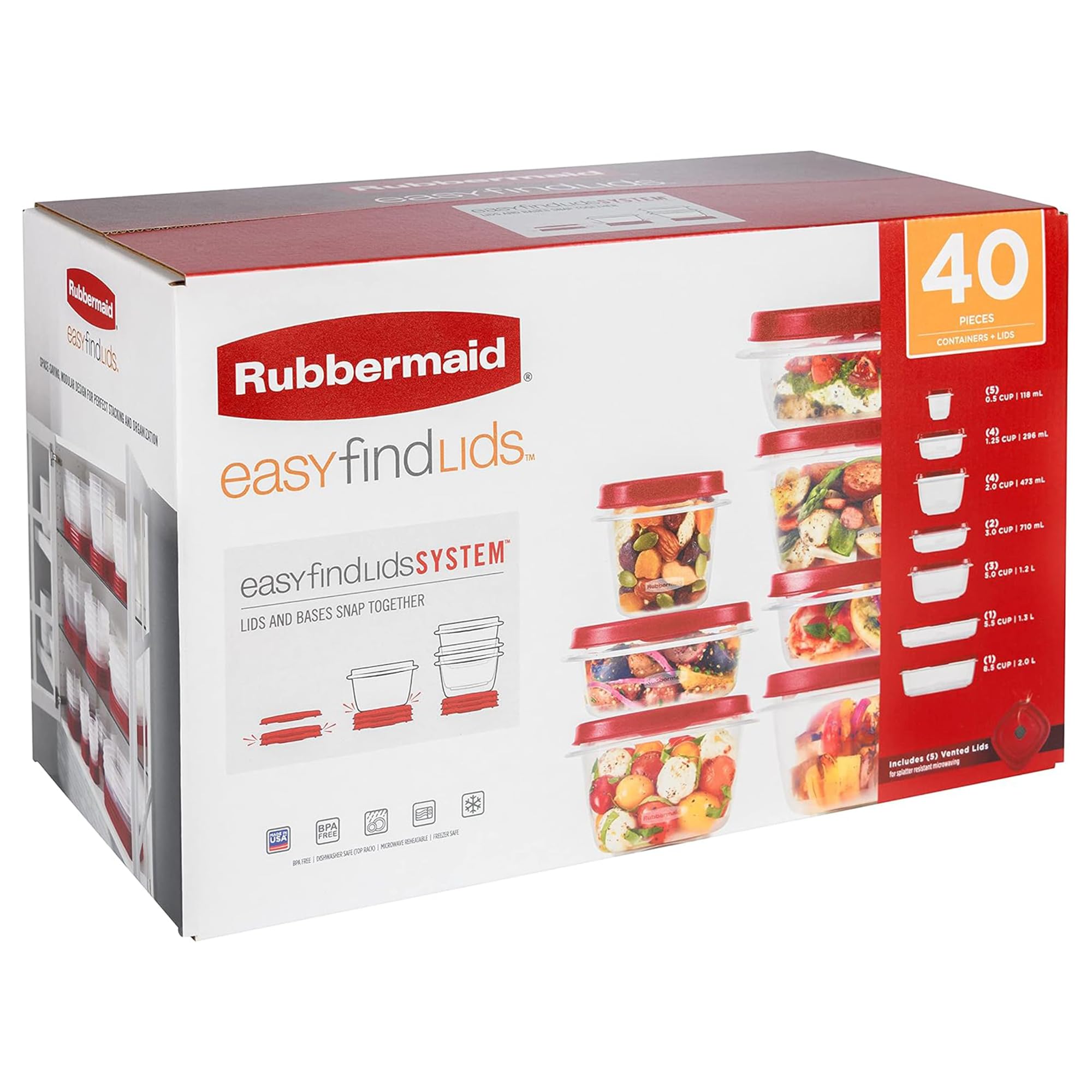 Hand holding Rubbermaid container to show size and everyday handling ease