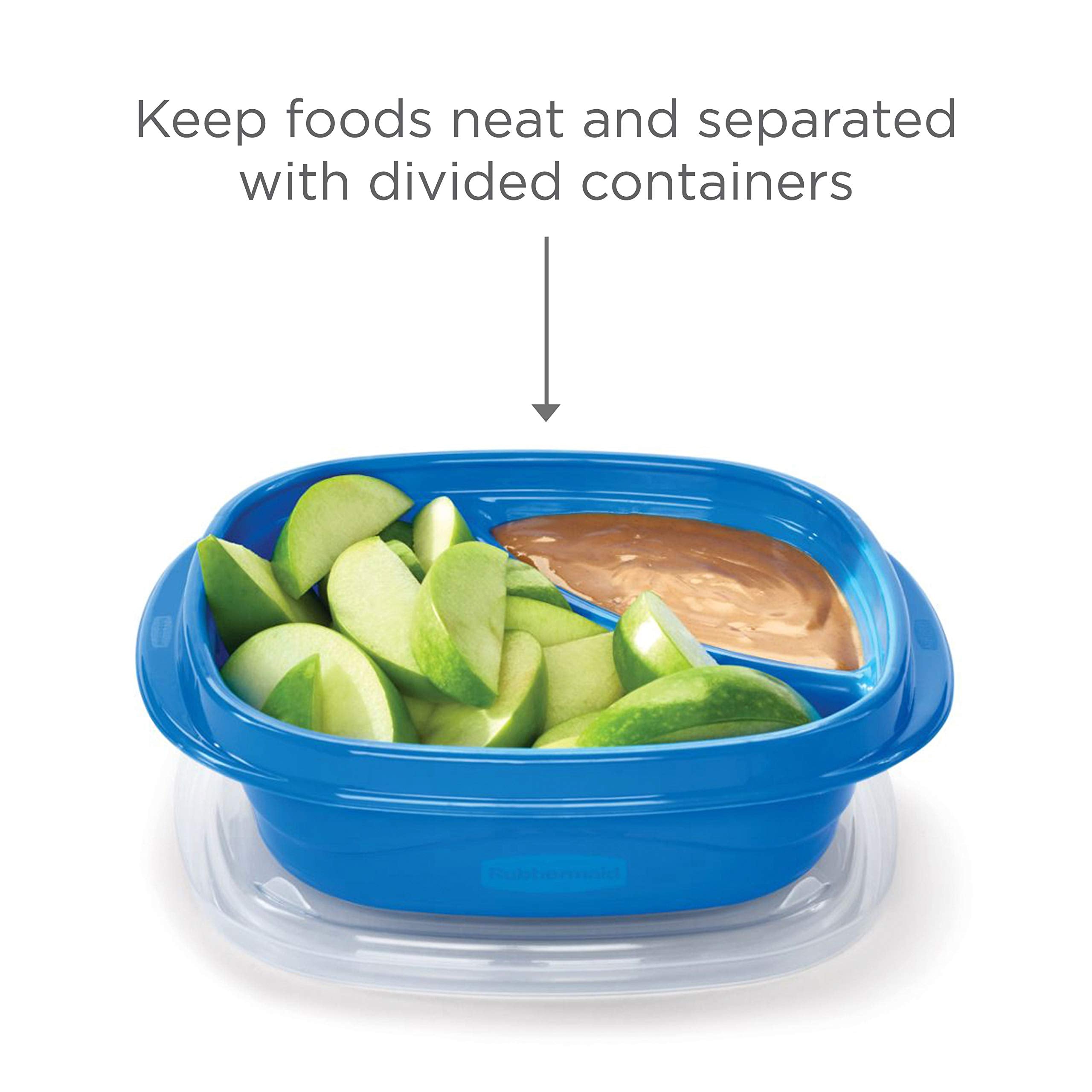 Rubbermaid containers beside utensils to show scale and portion-friendly sizes