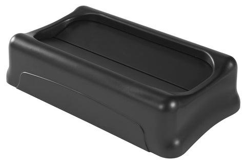 Rubbermaid Commercial front view of swing top lid showing neat appearance benefit