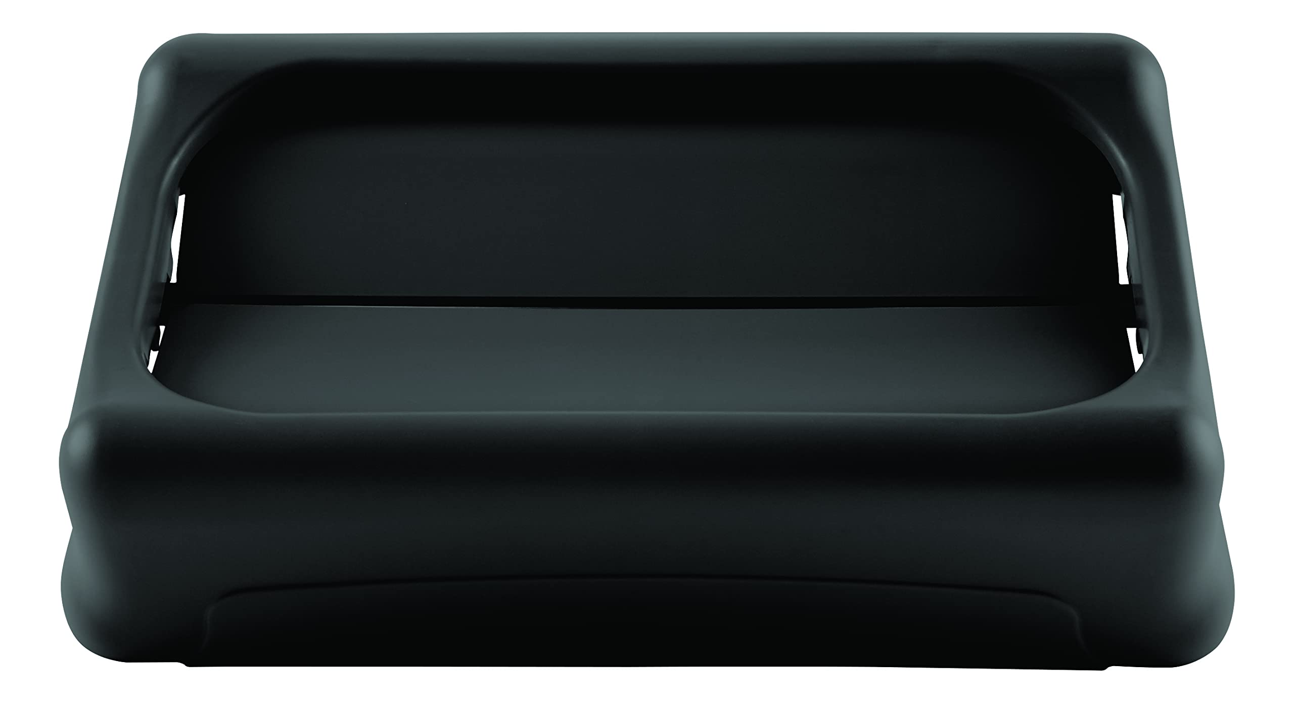 Rubbermaid Commercial side profile of lid highlighting slim footprint benefit