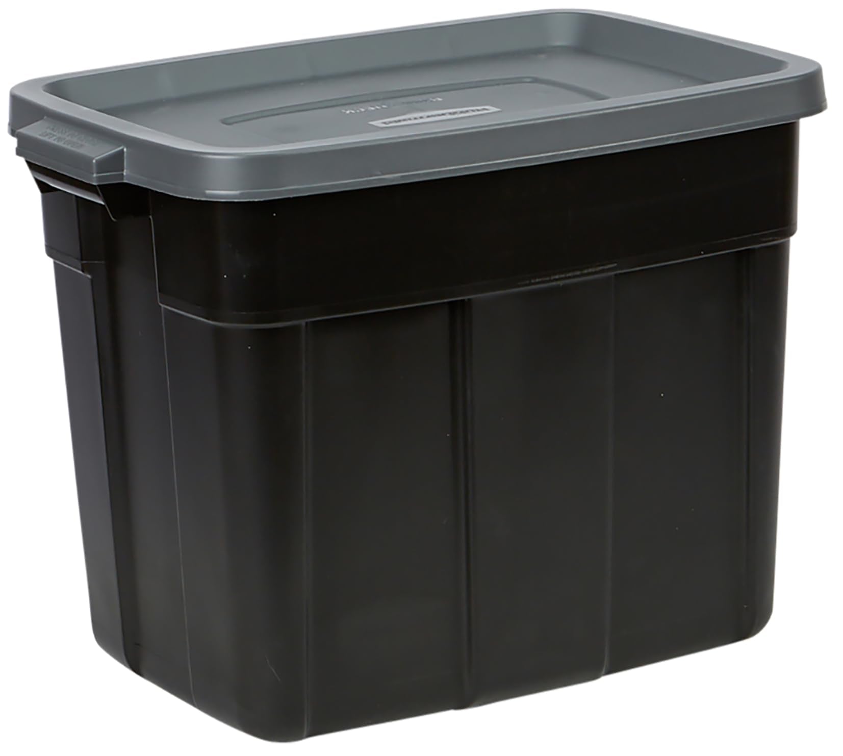 Rubbermaid stacked totes in garage saving floor space