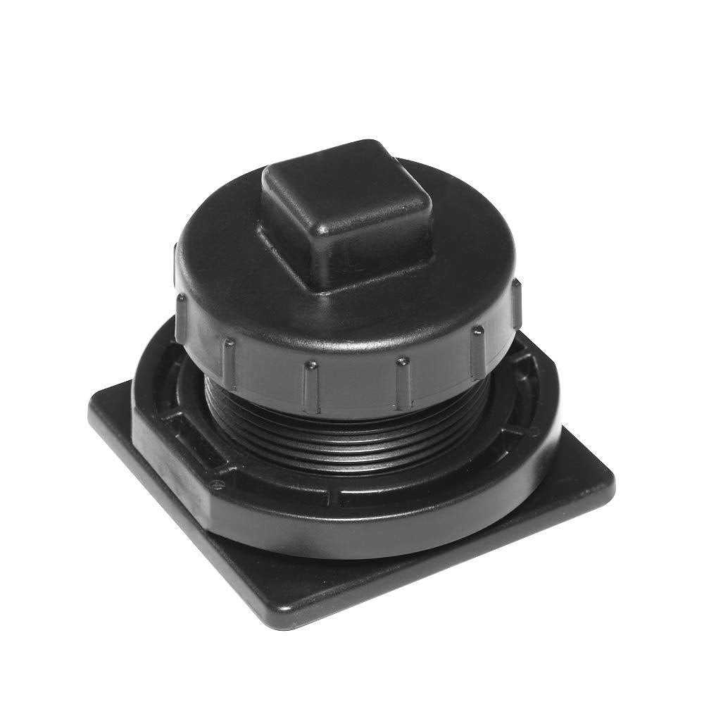 Rubbermaid float valve front view showing sturdy housing and quick installation benefit