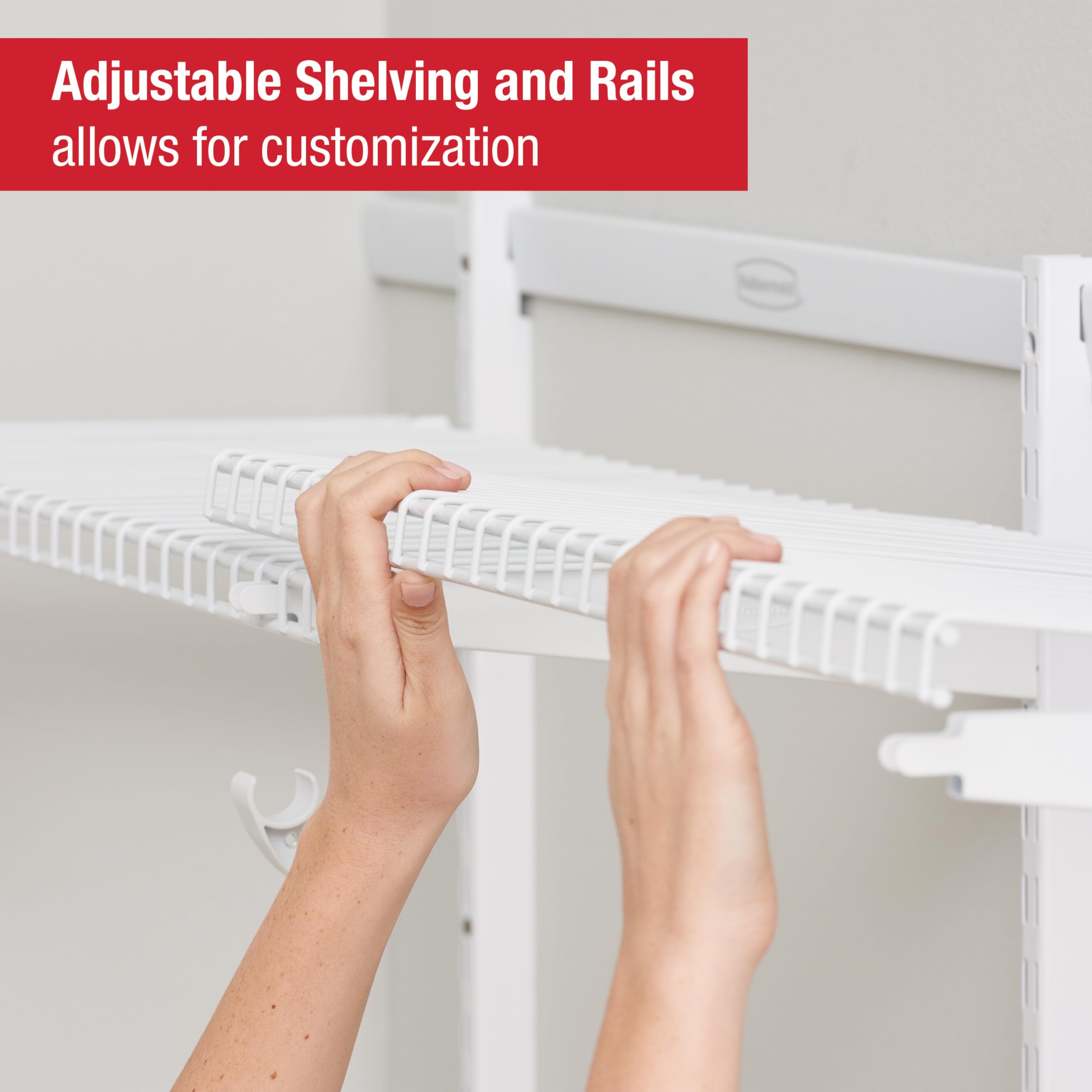 Rubbermaid telescoping clothes rods in use demonstrating smooth hanger glide and expanded hanging space