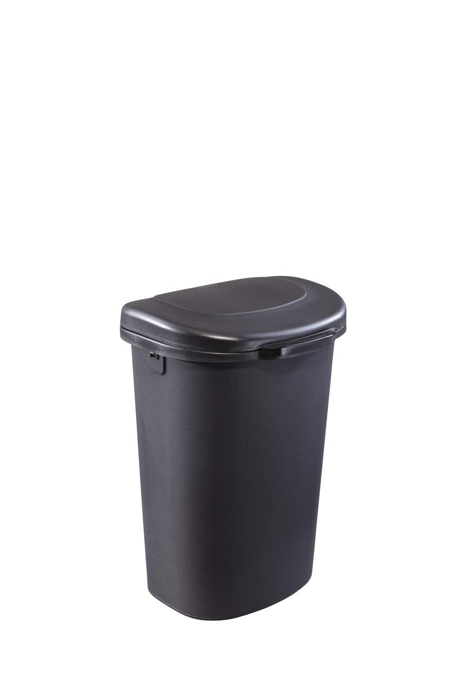 Rubbermaid close-up of touch lid mechanism demonstrating one-handed convenience