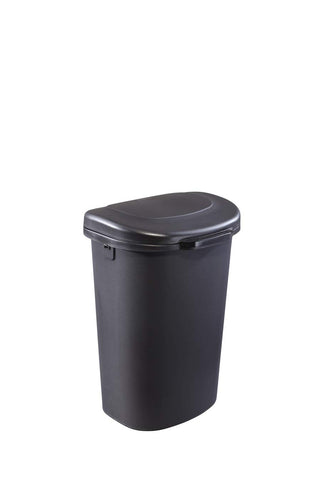 Rubbermaid close-up of touch lid mechanism demonstrating one-handed convenience