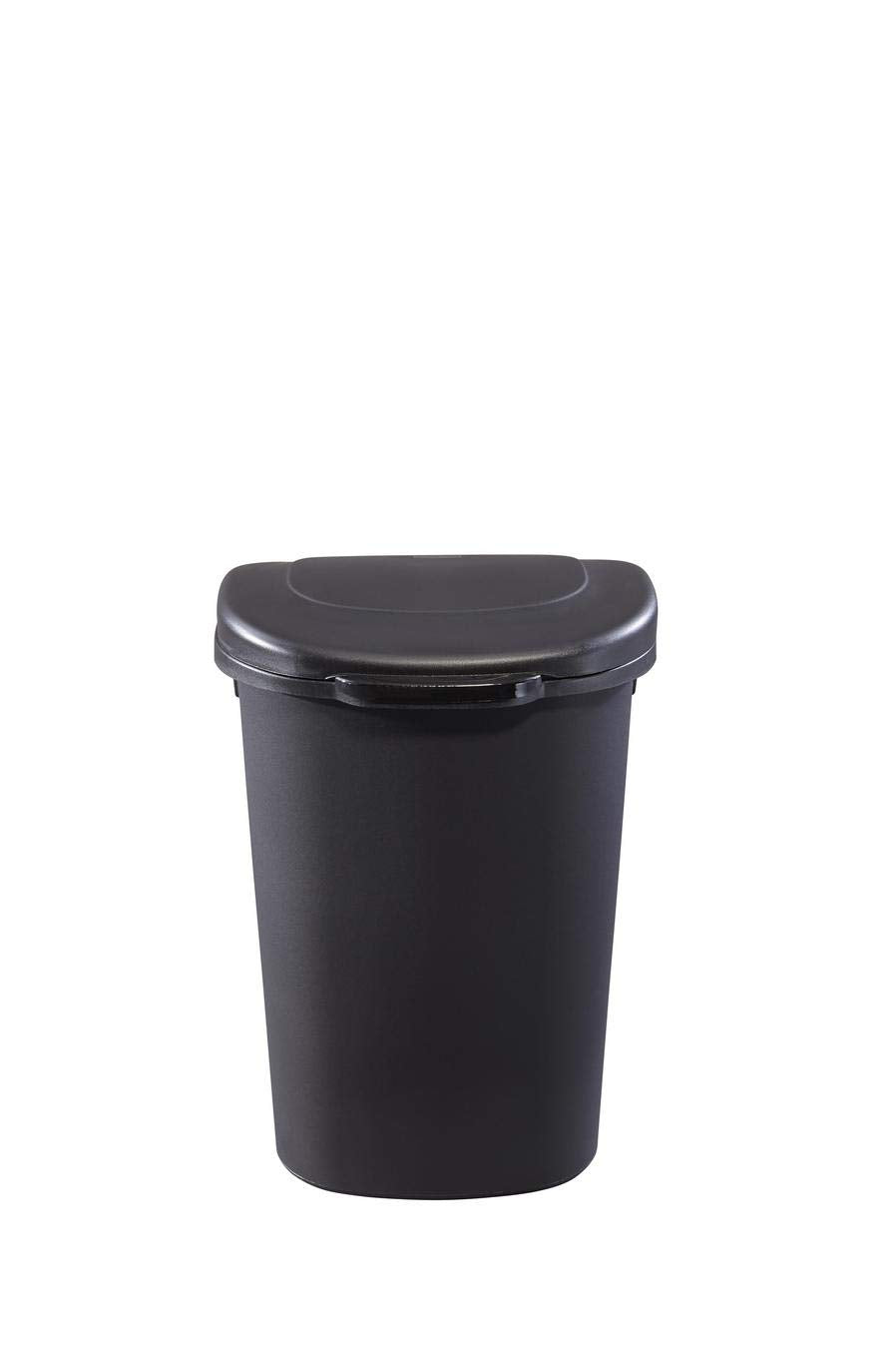 Rubbermaid front view of touch top can showing compact silhouette and quick access