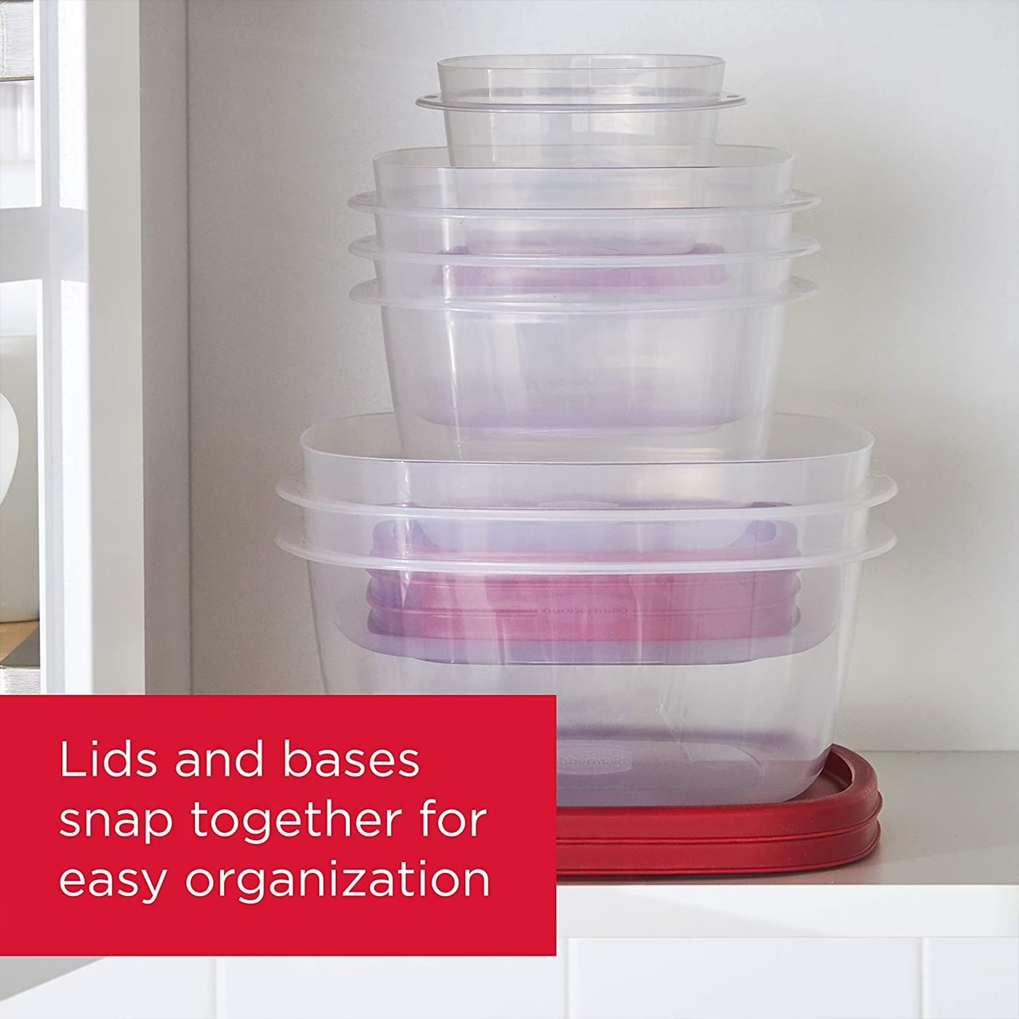 Detail of a Rubbermaid vented red lid showing steam-release function for microwaving