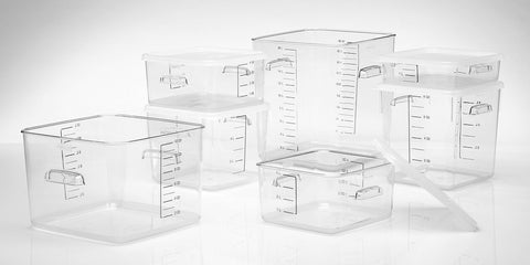 Rubbermaid stacked with large lid to show compact vertical storage benefit