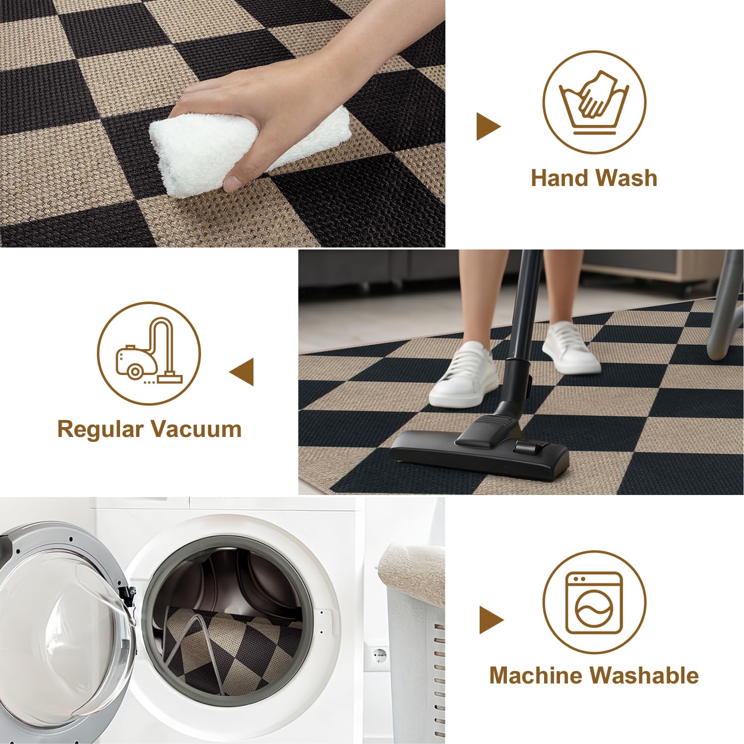 Rugalia TPE non-slip backing detail improving floor grip and safety