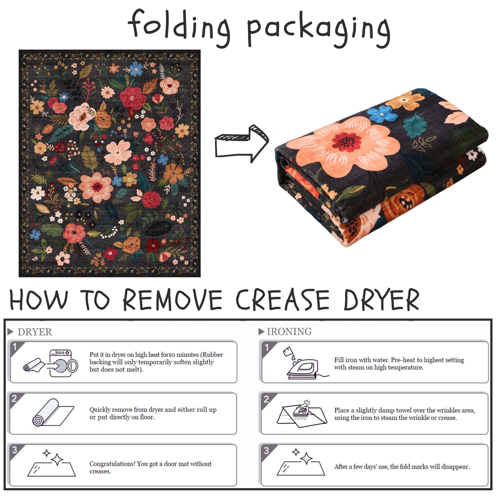 Rugcomf folded for storage showing compact packaging and portability