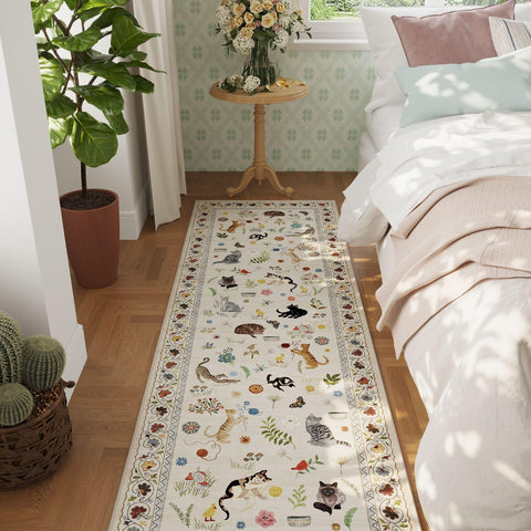 Rugcomf runner staged in hallway illustrating non-slip placement benefit