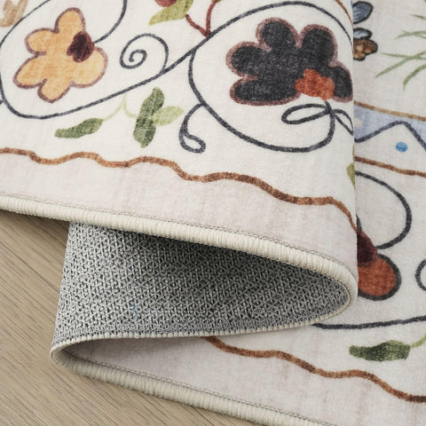 Rugcomf runner beside chair showing scale and fit for narrow spaces
