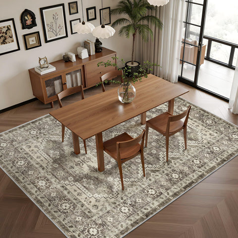 Rugland size scaled with sofa showing 8x10 coverage and room-fit clarity
