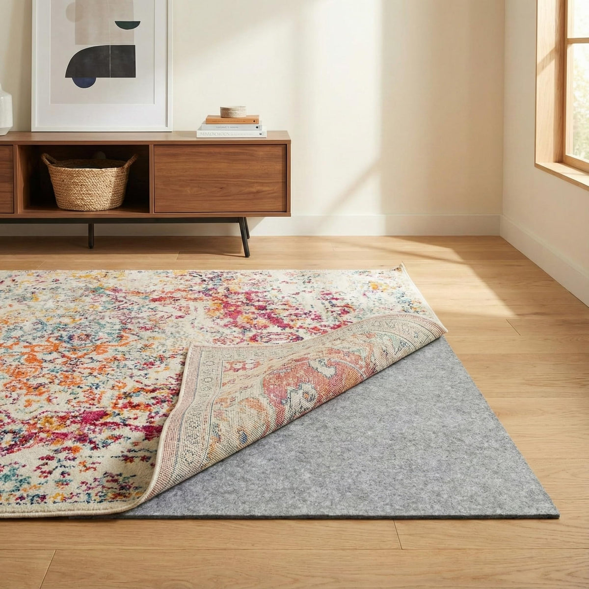 Rugs.com front view of packaged 7x10 pad showing convenience and fit