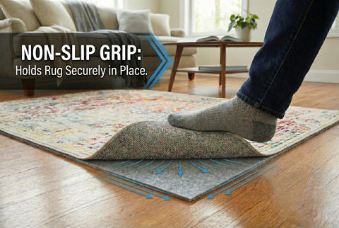Rugs.com natural rubber backing detail grips floor to prevent slipping