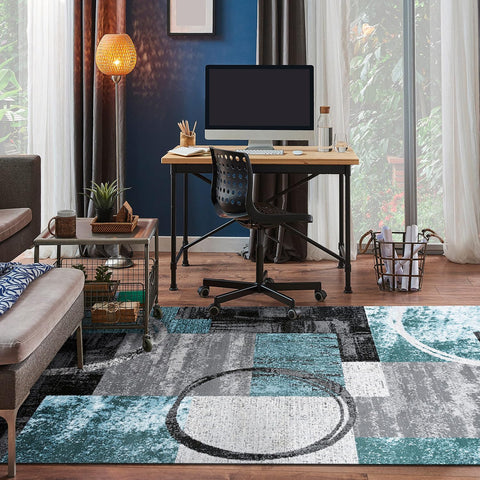 Rugshop lifestyle shot in living room enhancing modern decor