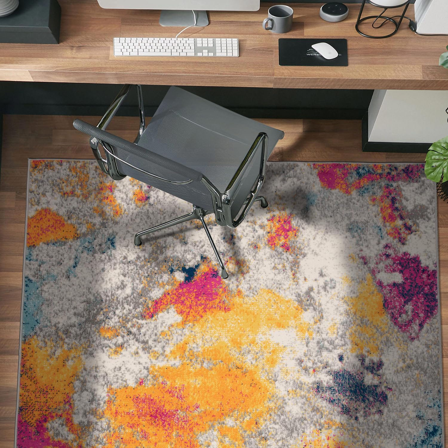 Rugshop rolled rug with packaging showing compact shipping and ready-to-use benefit