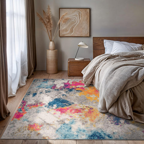 Rugshop rug with pet illustrating pet-friendly, easy-to-clean benefit