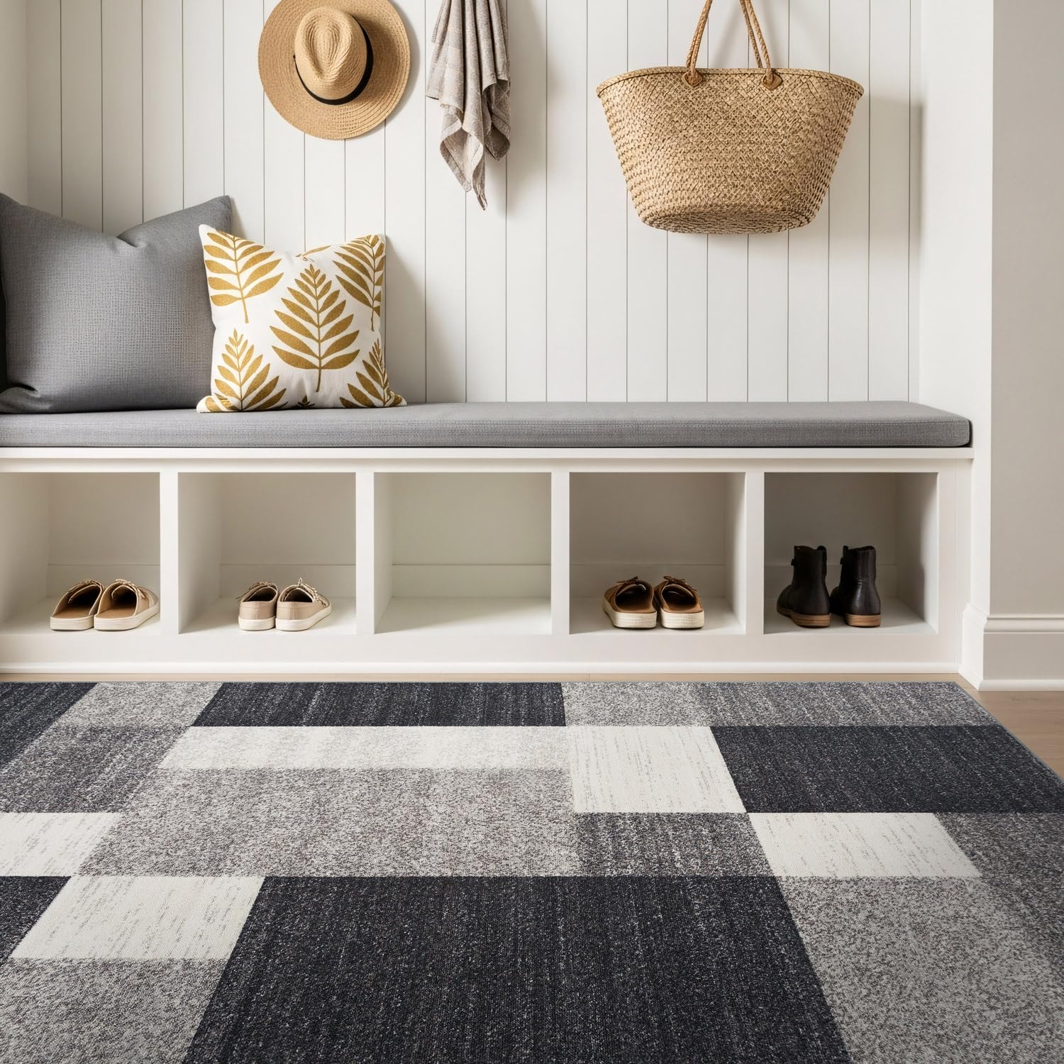 Rugshop rug staged in living room adding modern style and warmth to space