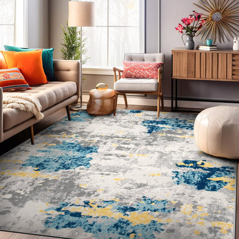 Rugshop with pet on rug showing pet-friendly low pile and easy cleanup