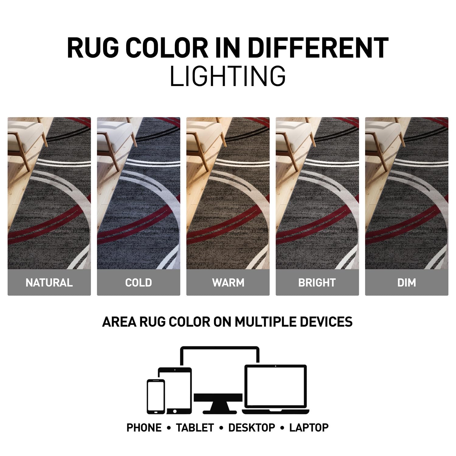 Rugshop in living room demonstrating anchor effect and color pop