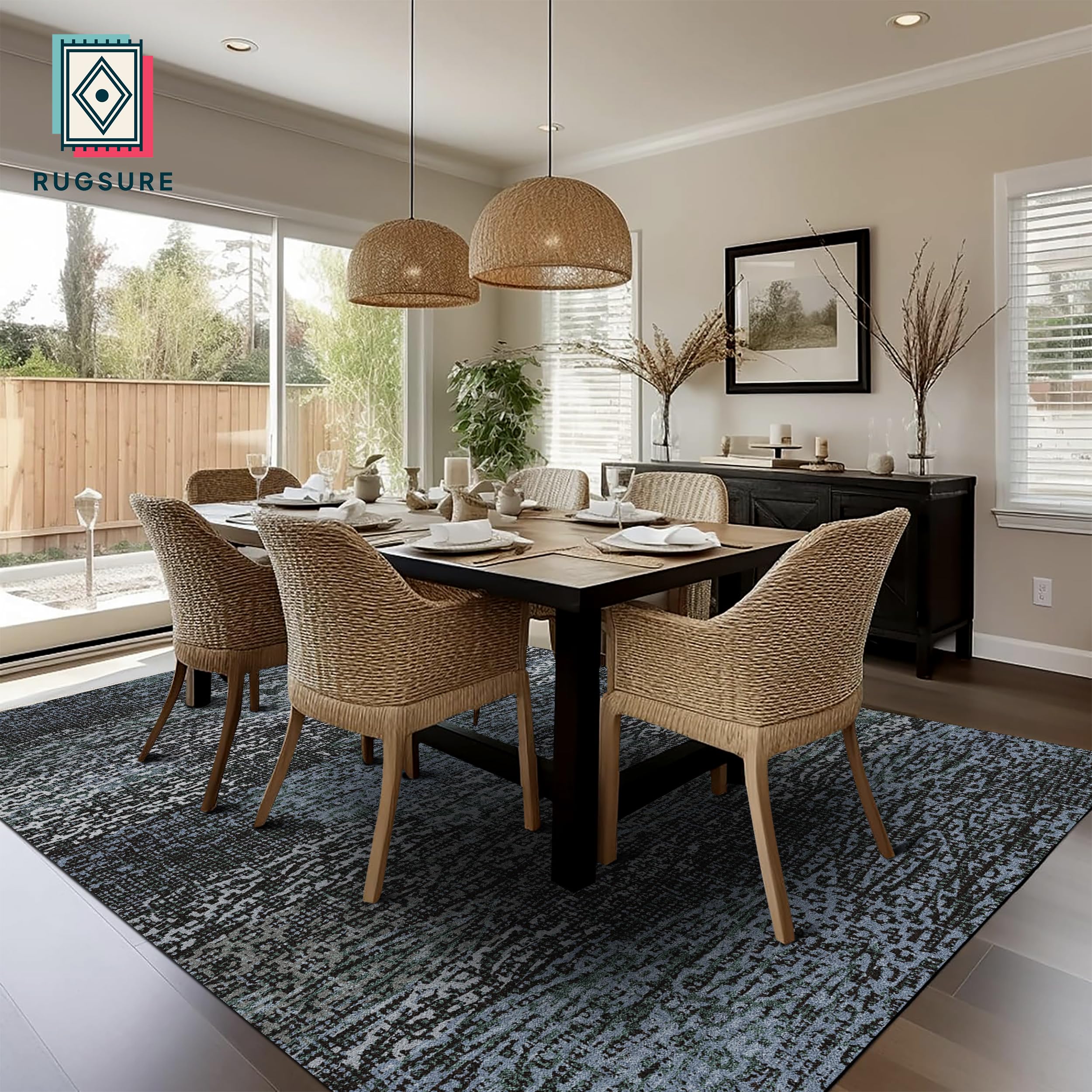 RUGSURE in living room showing how it anchors seating and protects floors
