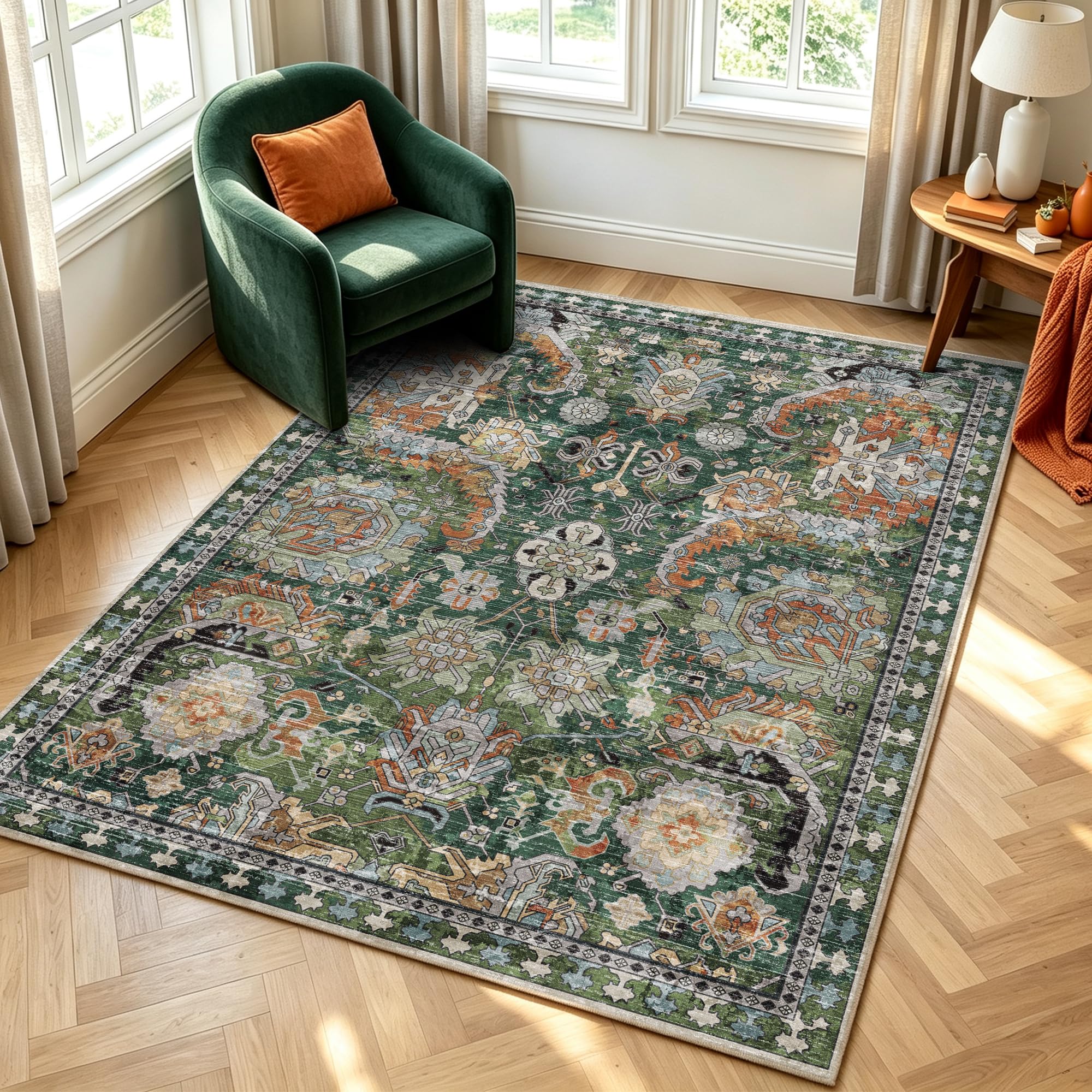 RUGSURE rug in a living room styled with sofa showing easy integration into decor