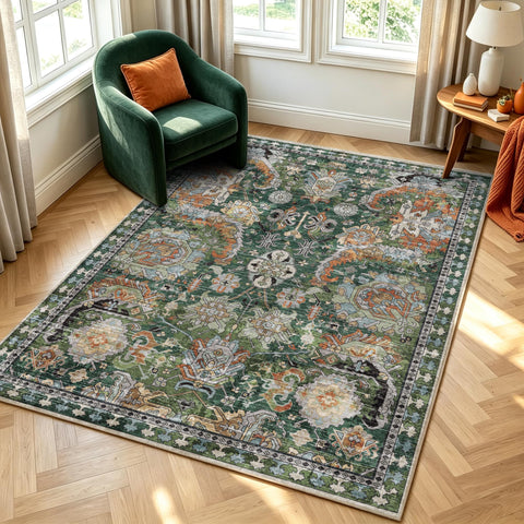 RUGSURE rug in a living room styled with sofa showing easy integration into decor