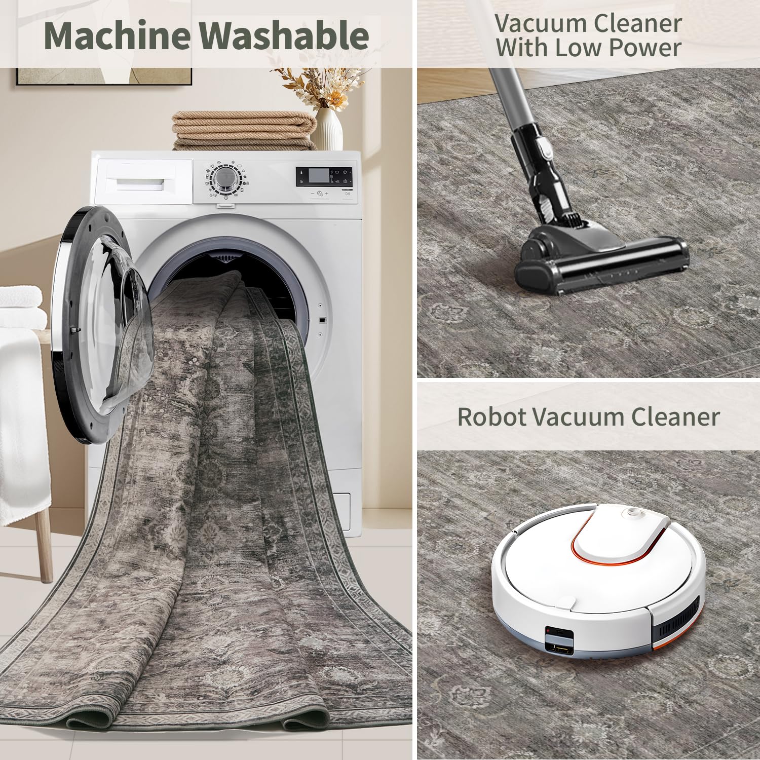 Rugxara rolled and folded for machine wash readiness and easy care benefit