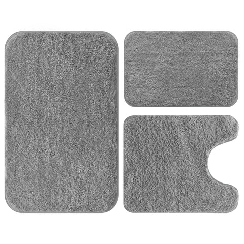 RUN HELIX front view of 3-piece bath rug set shows plush look and fit