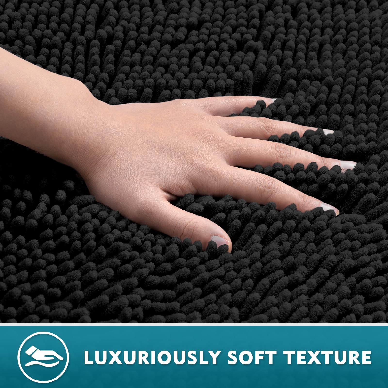 RUN HELIX large 20x35 rug placed by bathtub providing absorbency and softness