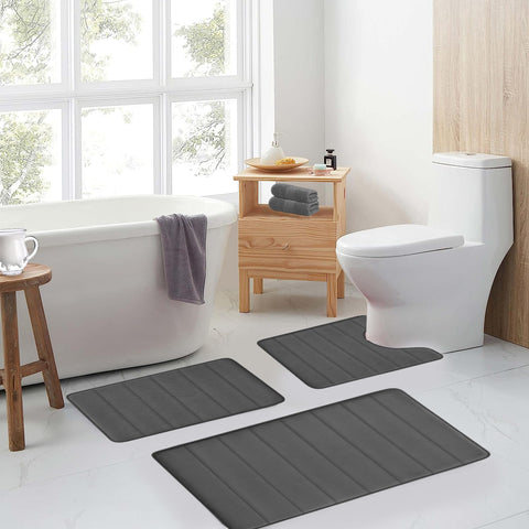 RUN HELIX rug beside toilet illustrating size fit and protective floor coverage