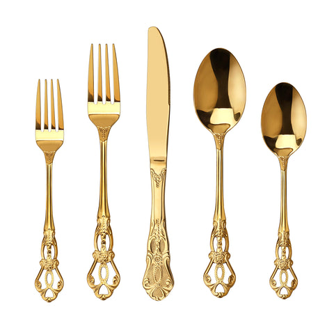 Runfly front packaging showing gold flatware set and elegant presentation