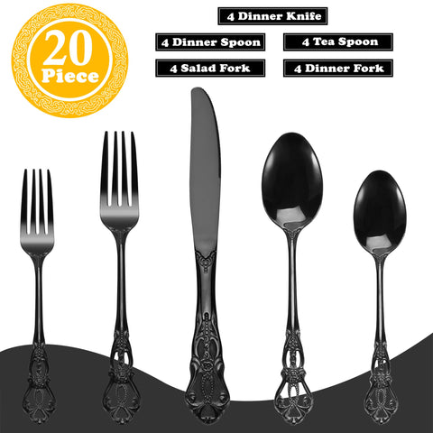 Runfly flatware arranged at a plated dining table creating a dramatic presentation