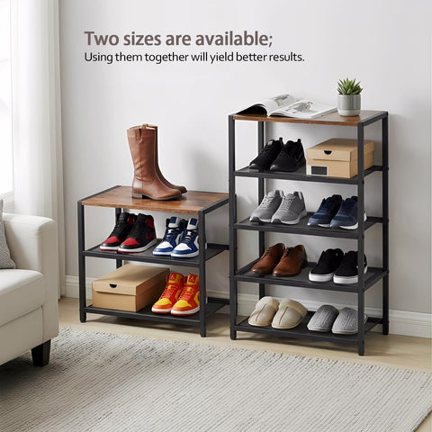 RUNJIMY shoes organized on rack in entryway offering tidy, accessible storage