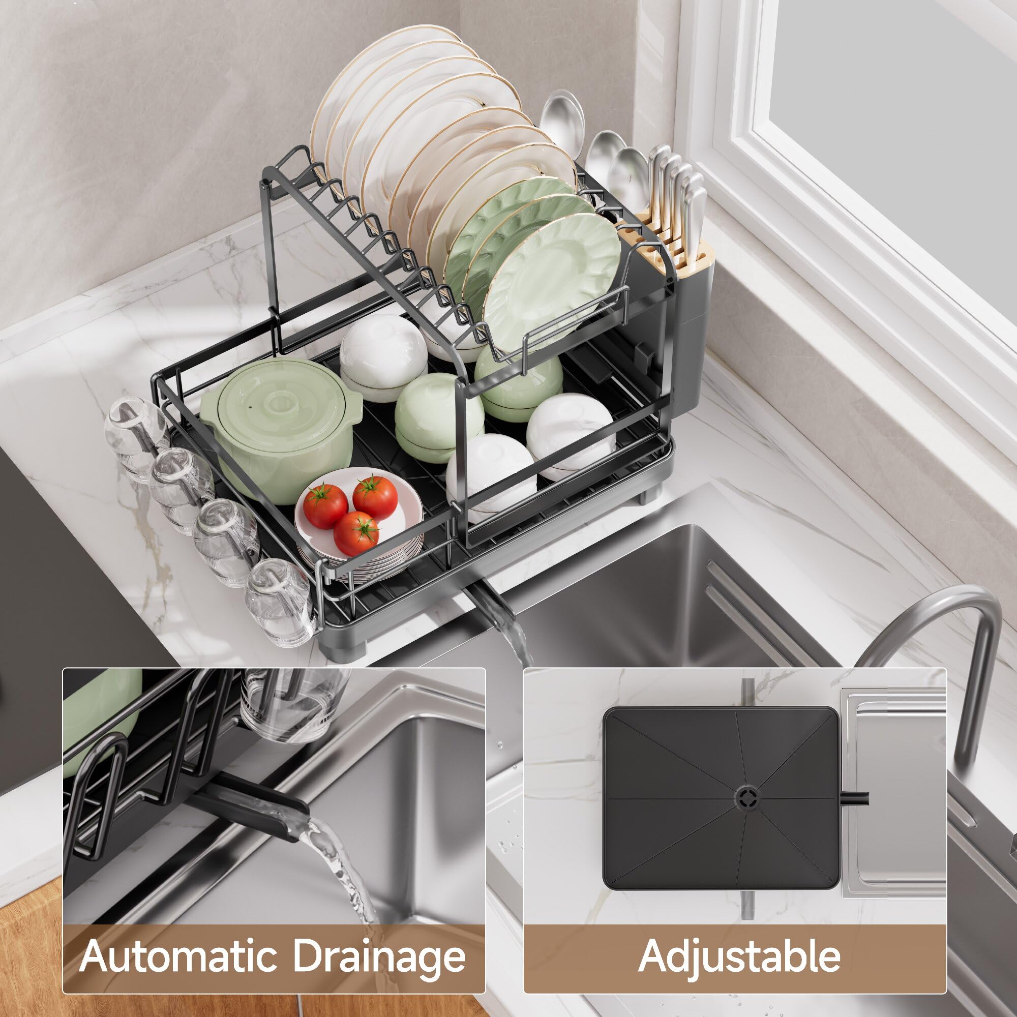 Runnatal detachable utensil holder keeping cutlery upright to dry