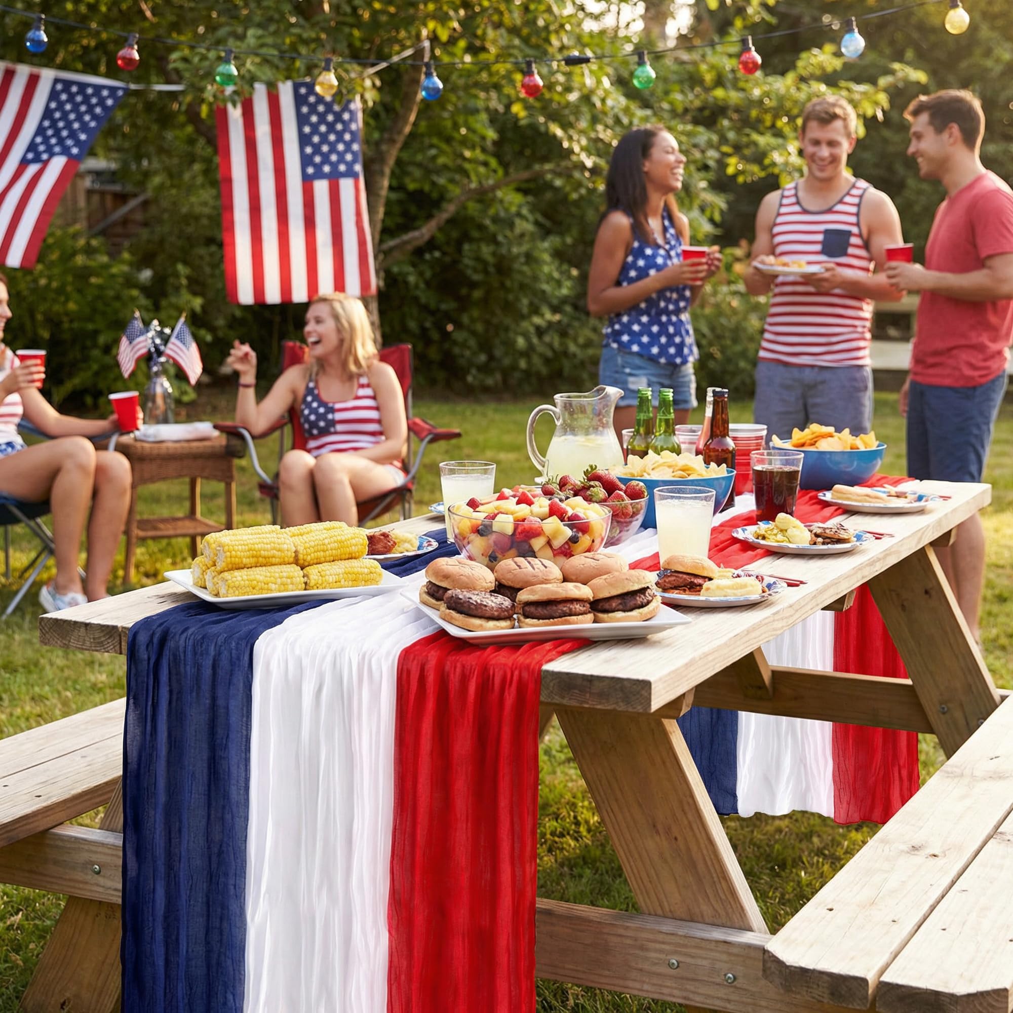 RunNico runner used on outdoor fence creating a summer party accent
